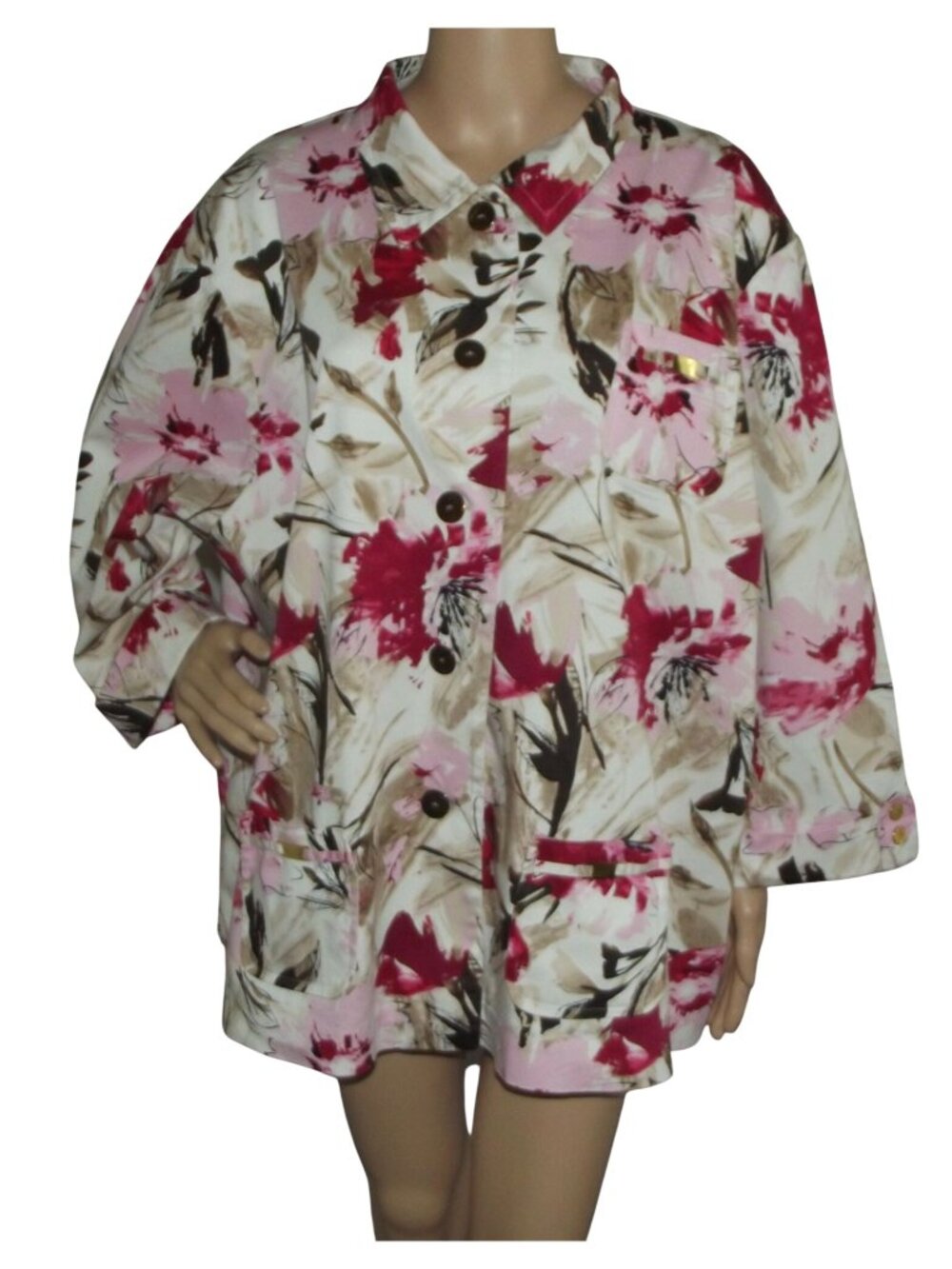 Maggie Sweet Jacket Womens Plus Size 3X pink burgundy white black floral